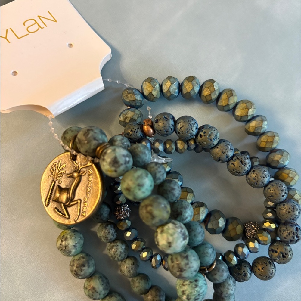 Dylan Green and Gold Charm Bracelet Set